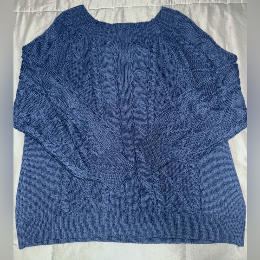 Blue Cable Knit Sweater